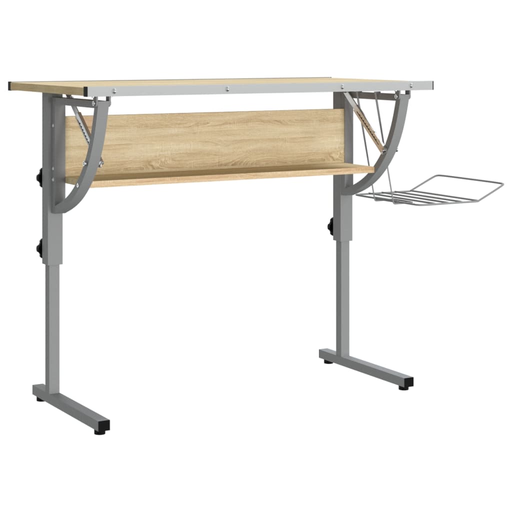 Craft Desk Sonoma Oak&Grey 110x53x(58-87)cm Engineered Wood&Steel